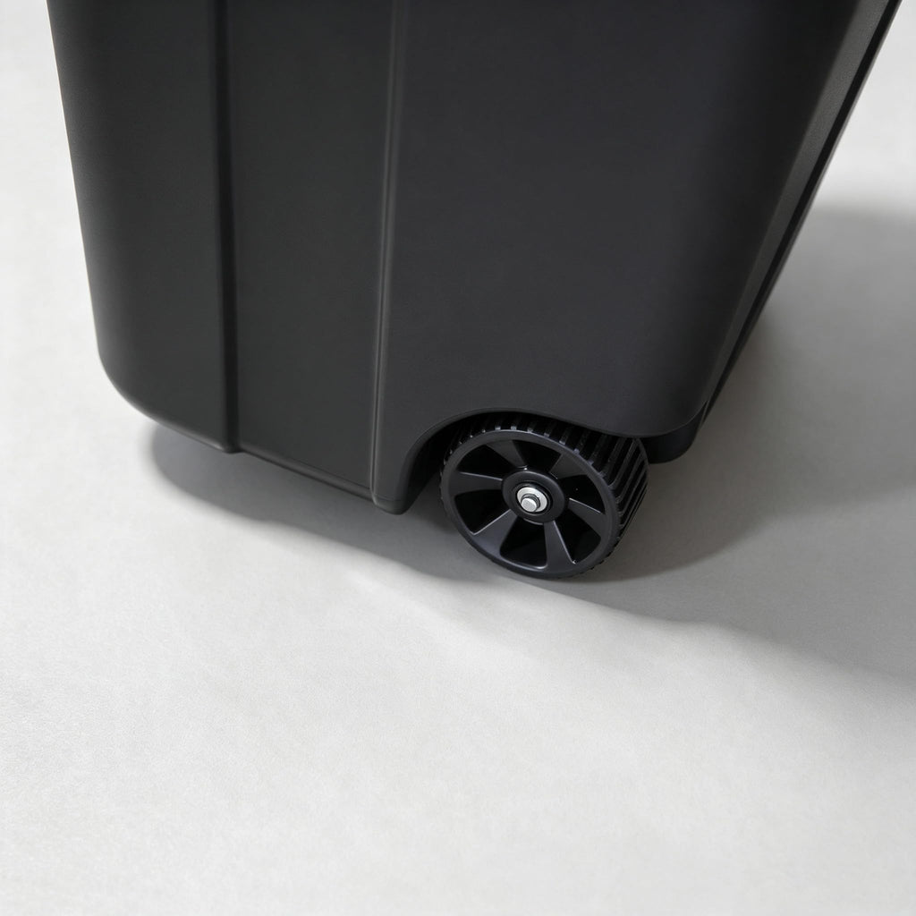 32 Gallon Black Plastic Wheeled Trash Can with Lid X296