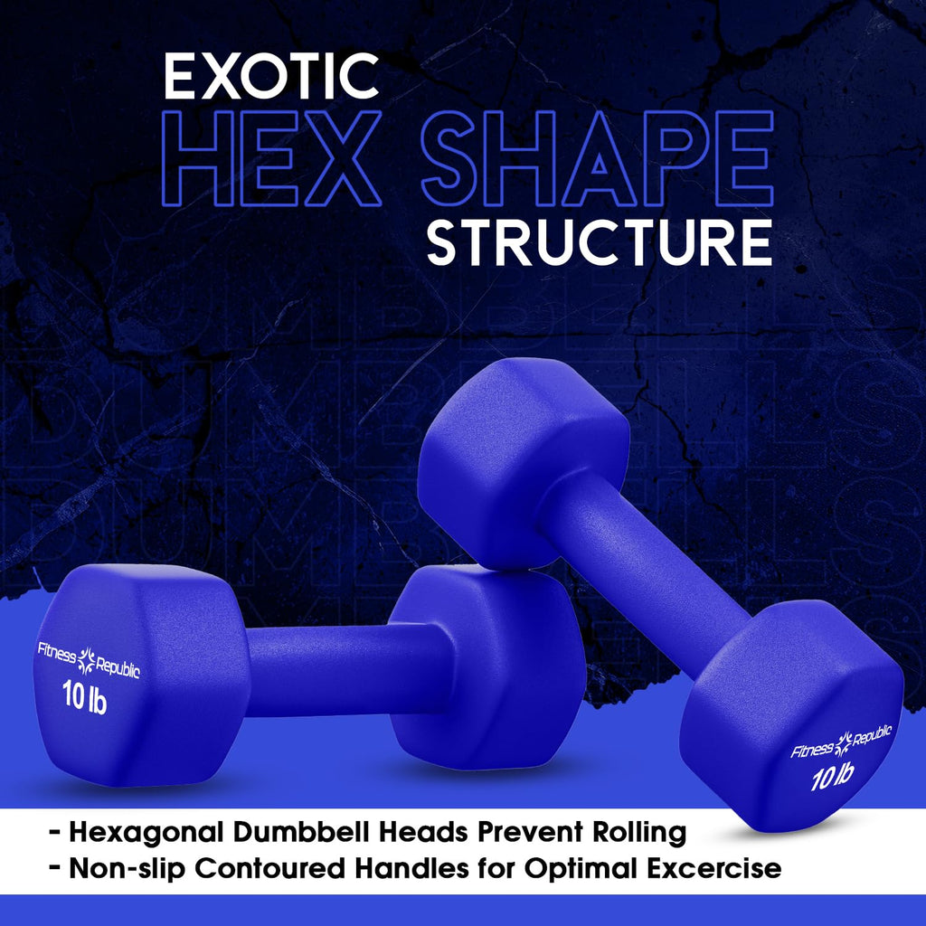 Neoprene Dumbbell Set of 2 Non-Slip Hex Shape E515