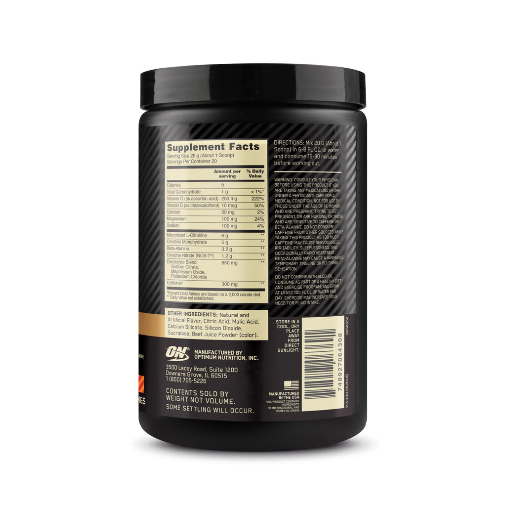 Pre Workout with Creatine Beta-Alanine L-Citrulline and Caffeine, Strawberry Mango Daiquiri, 20 Servings E367063