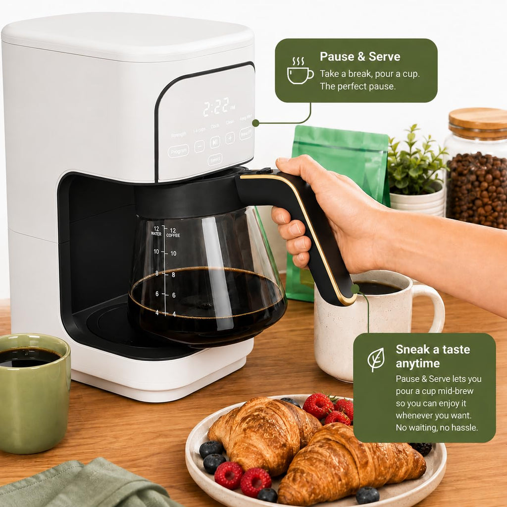 12-Cup Programmable Coffee Maker with Glass Carafe H1163