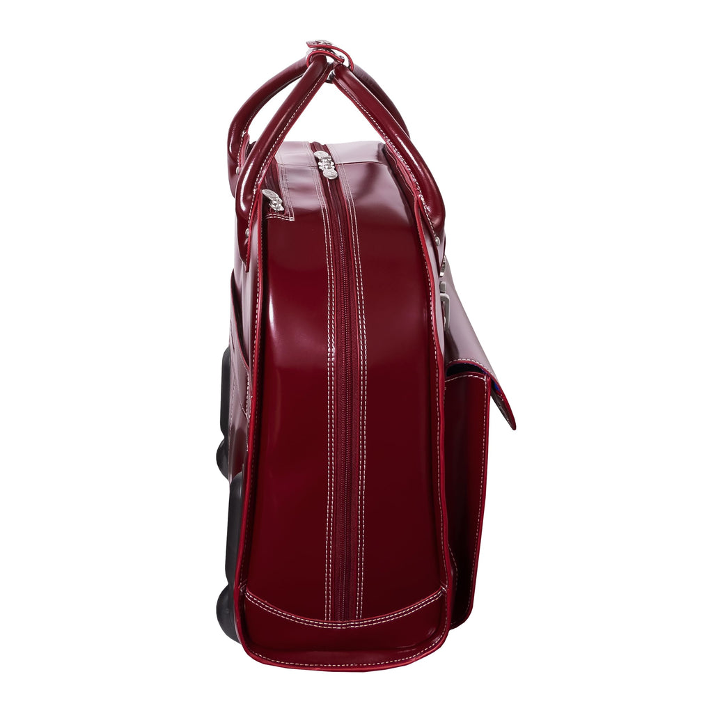 15" Leather Wheeled Laptop Briefcase Bag P403