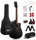 12 String Black Cutaway Acoustic Electric Guitar K97602