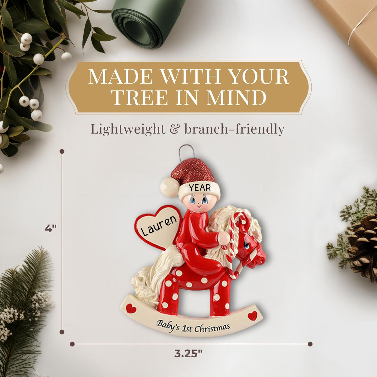 Baby's First Christmas Ornament 2026 Red Horse Z83061