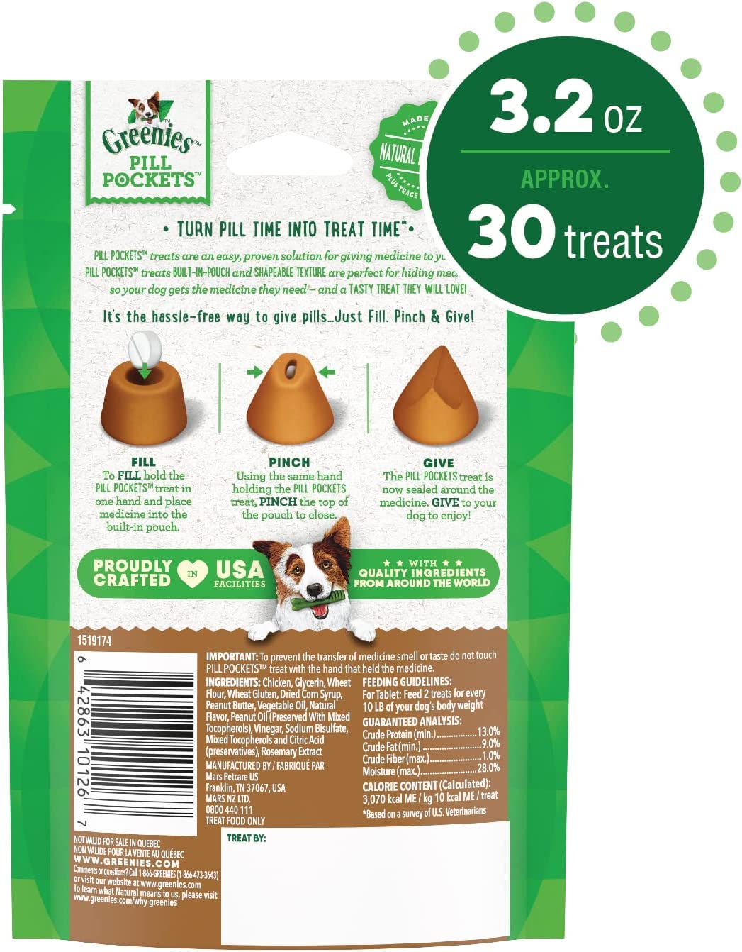 Peanut Butter Flavor Pill Pockets for Dogs 4 Pack A41815