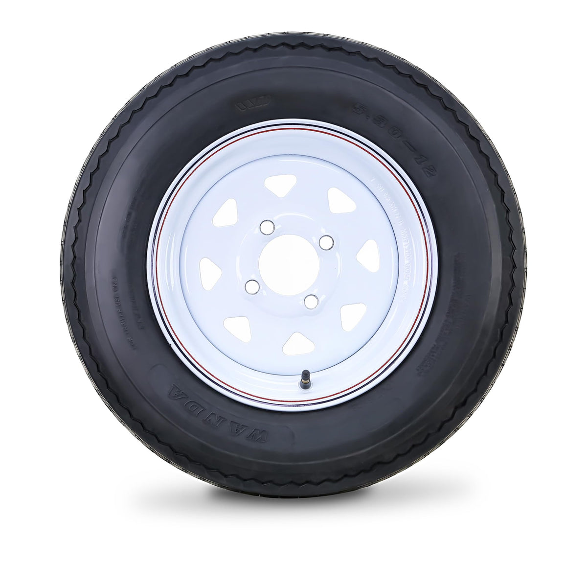 5.30-12 Trailer Tire & Wheel 6-Ply White Spoke Rim A24306