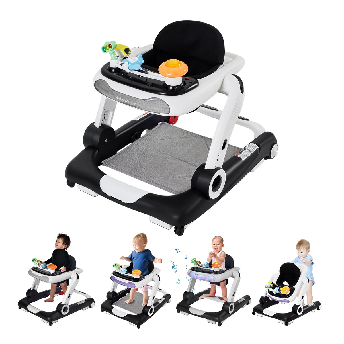 Foldable Adjustable Baby Walker with Wheels and Bouncer J959
