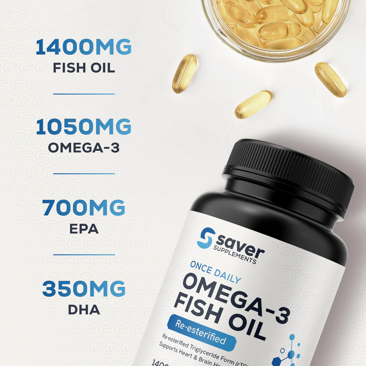 Omega 3 Fish Oil 1400 mg 60 Softgels U899392