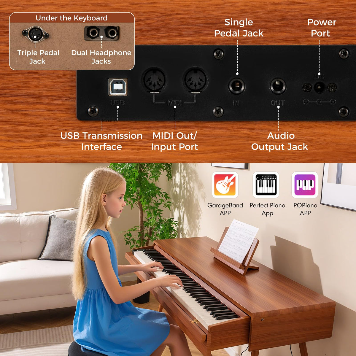 88 Key Weighted Digital Piano with Triple Pedals P578