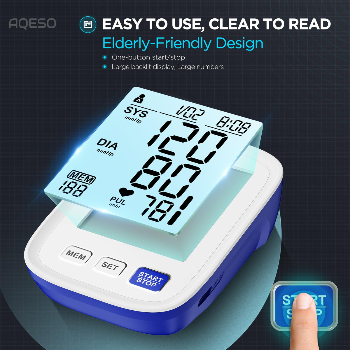 Automatic Digital Blood Pressure Monitor, 9-17 Inches Cuff, Large Backlit Screen X47946