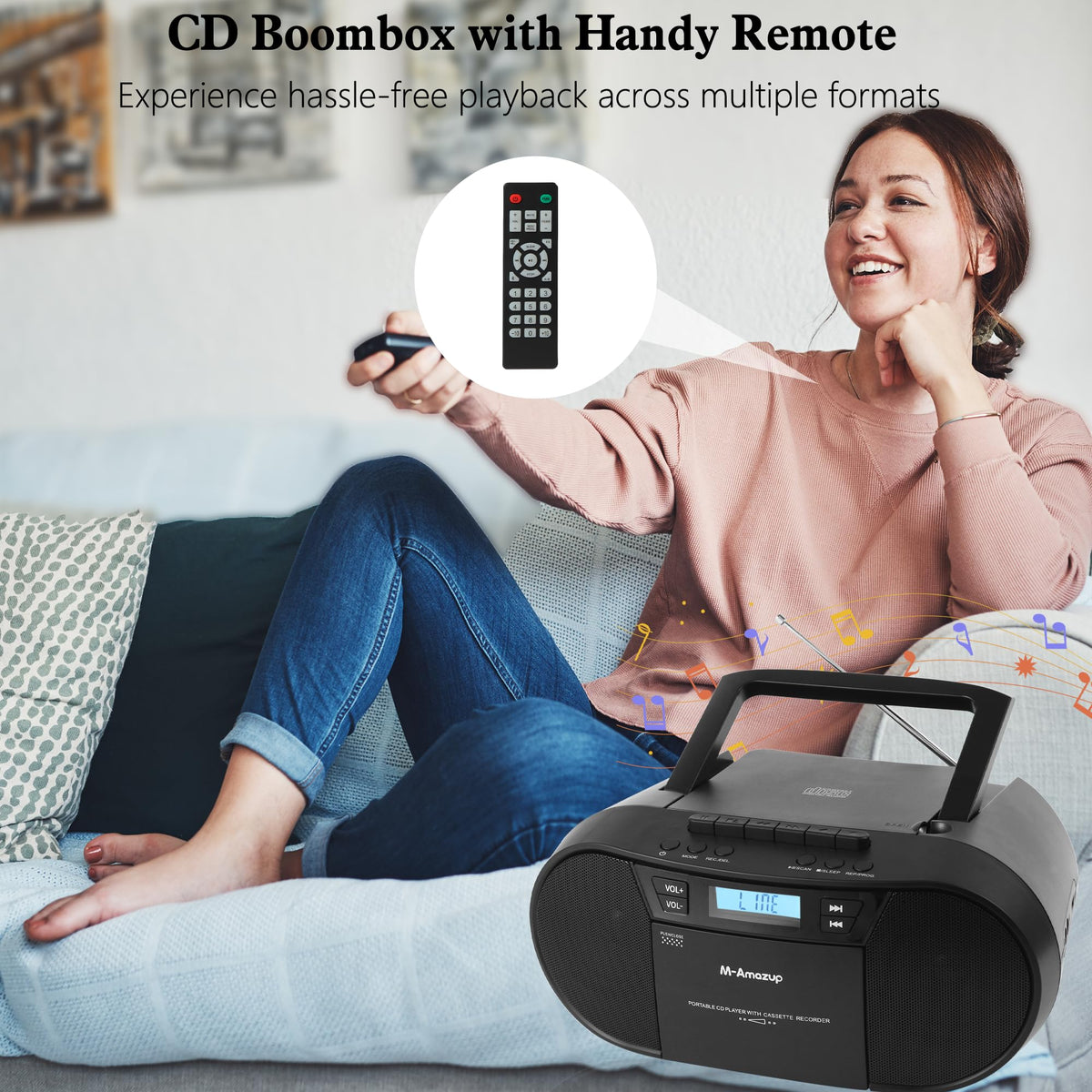 Portable CD Cassette Boombox with Bluetooth MP3 USB FM Radio P5930