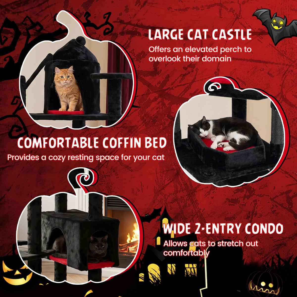 70-inch Multi-Level Black Cat Tree A139382