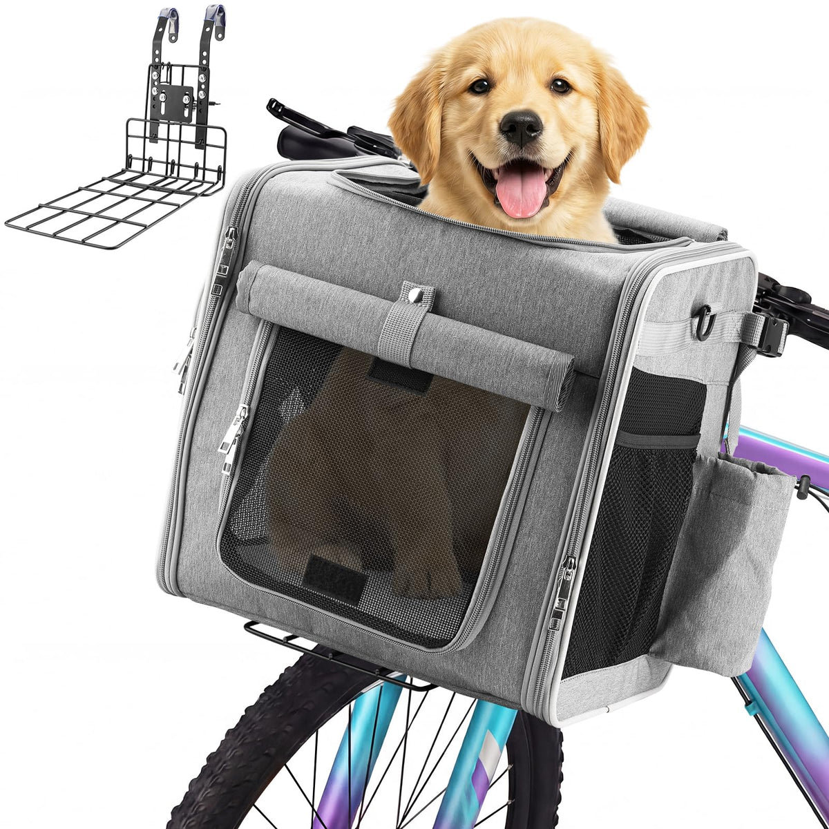 Expandable Dog Bike Basket with Mounting Bracket T844