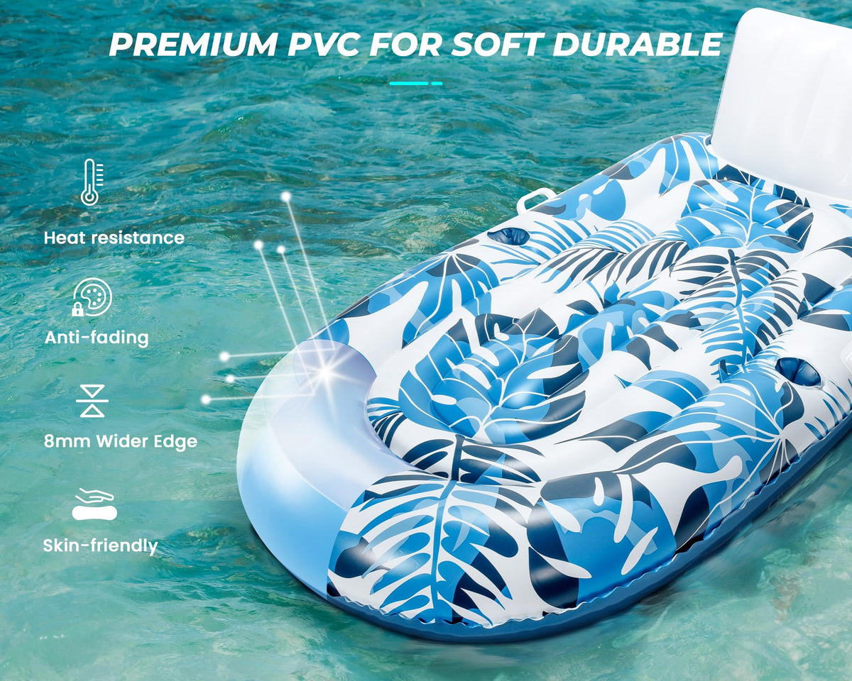 Inflatable Pool Lounger with Cupholder Backrest W45314