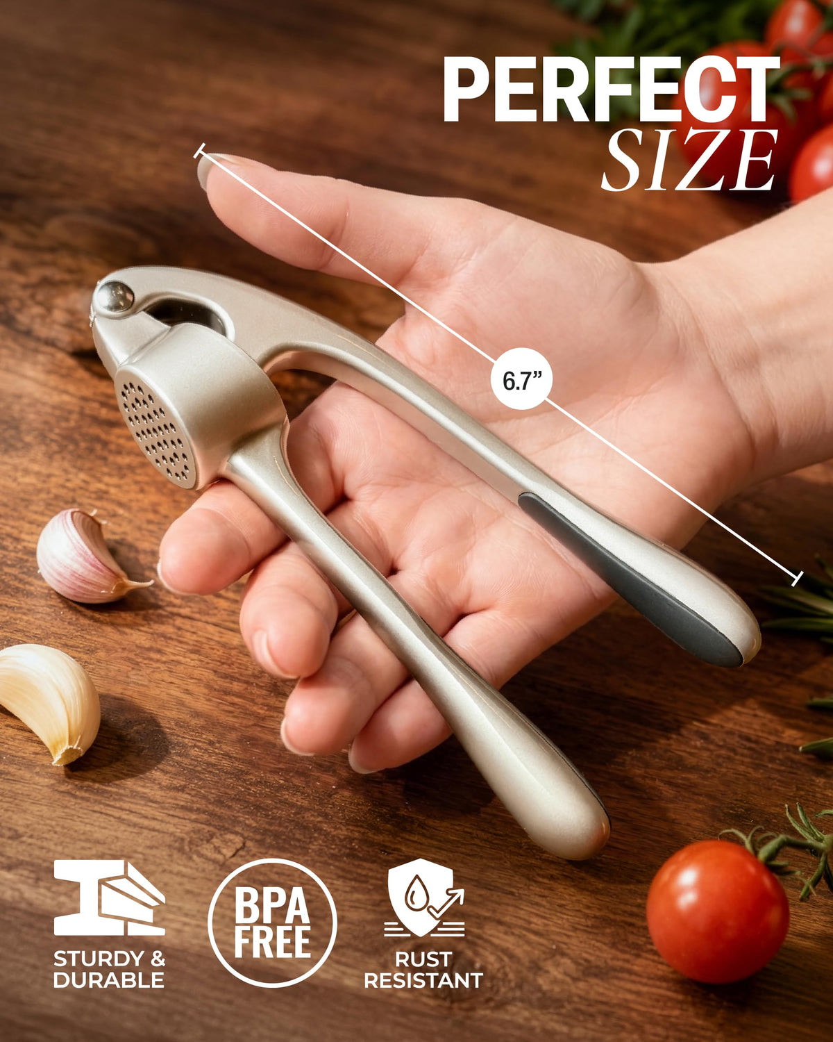 Garlic Press Set with Silicone Peeler & Brush U255889
