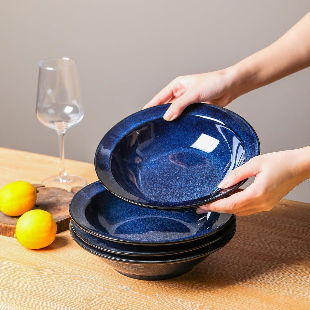 Blue 27oz Ceramic Soup Bowls Set of 4 Y3508