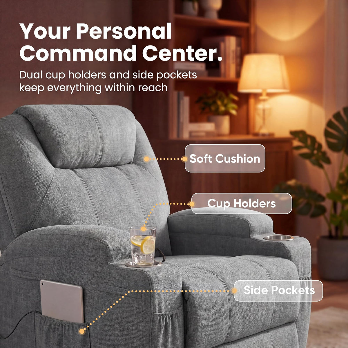 Small Swivel Rocker Recliner with Massage K11587
