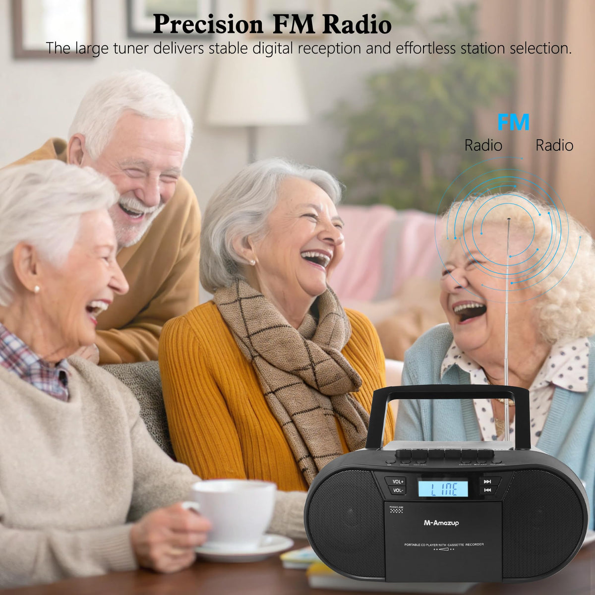 Portable CD Cassette Boombox with Bluetooth MP3 USB FM Radio P5930
