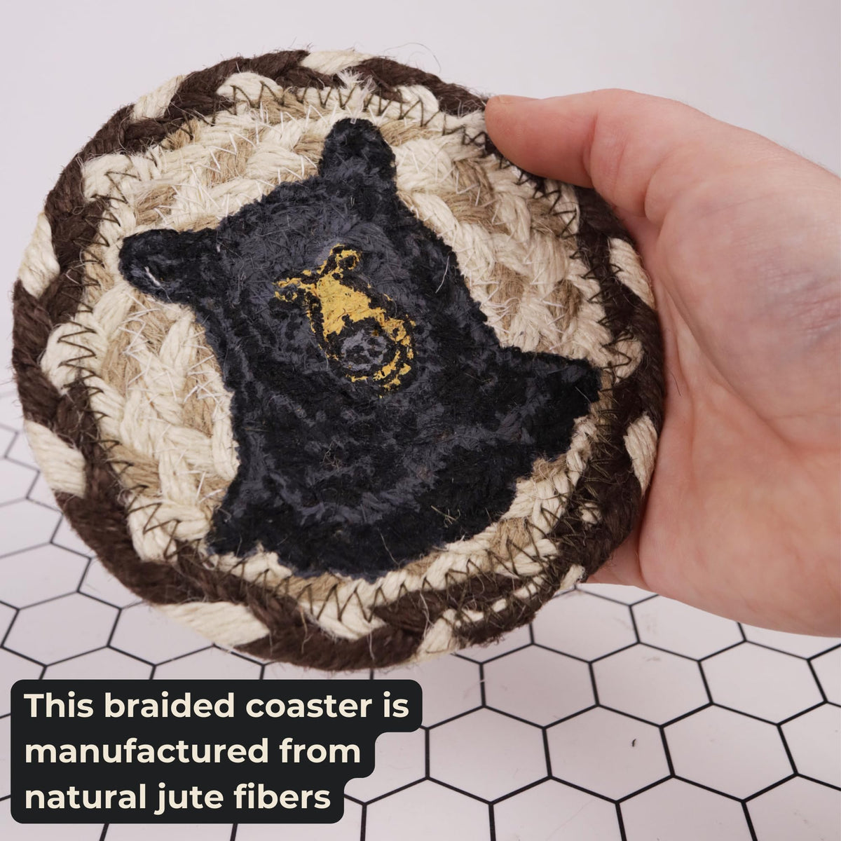 Black Braided Jute Woven Coasters Set of 2 P99588