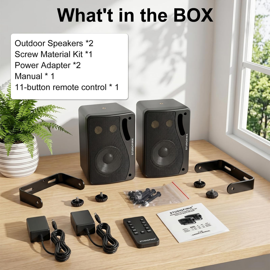 3.5 Inch Indoor Outdoor Wall Mounted Bluetooth Speakers, 200W 3-Way Waterproof, Black, 2 Pack K2235