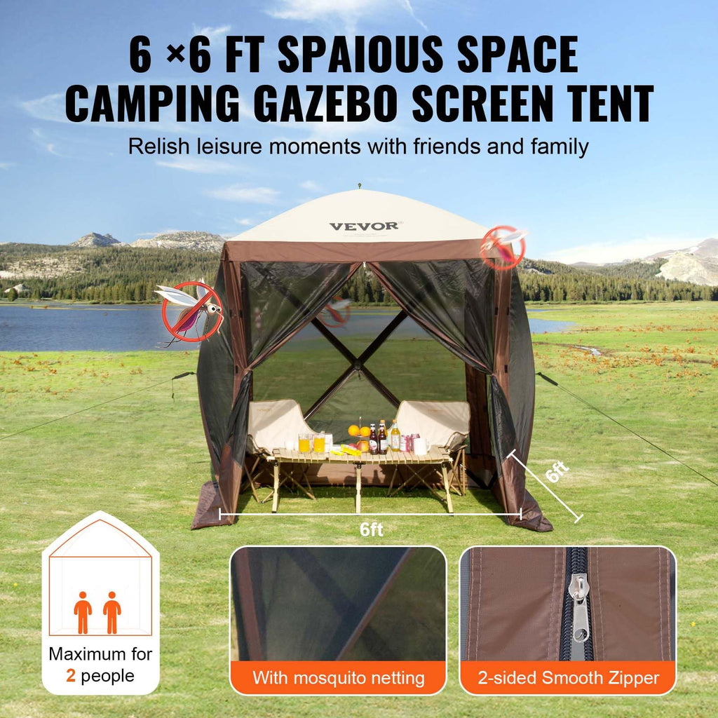 6 x 6 ft Pop Up Gazebo Tent with Mosquito Netting and Privacy Panels B873167