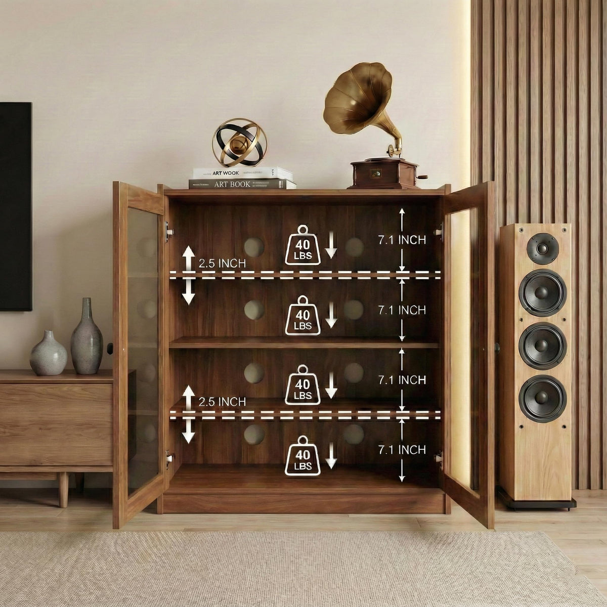 Audio Stereo Cabinet with Glass Doors R294835