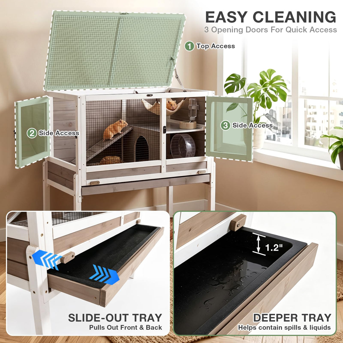 Wooden Two-Story Small Animals Cage with Pull Out Tray O931