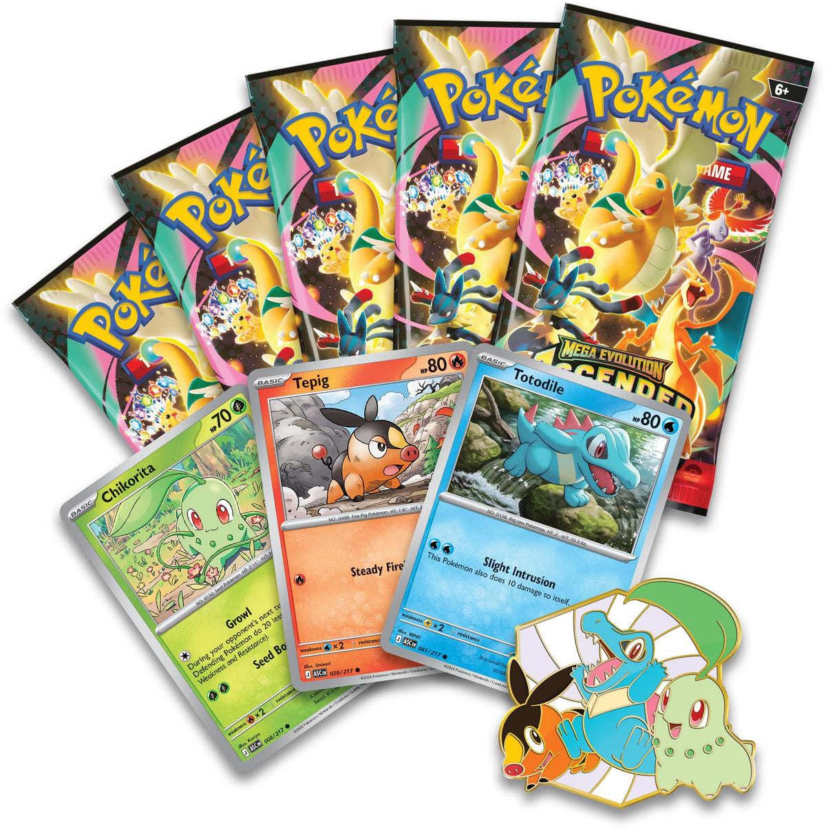 Pokémon TCG 3 Foil Promo Cards 1 Deluxe Pin & 5 Booster Packs J857905