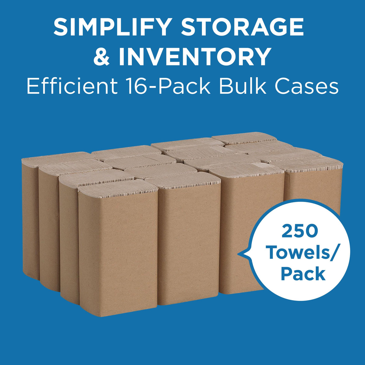 Brown 1-Ply Multifold Paper Towels, 250 Per Pack, 16 Packs Y10616