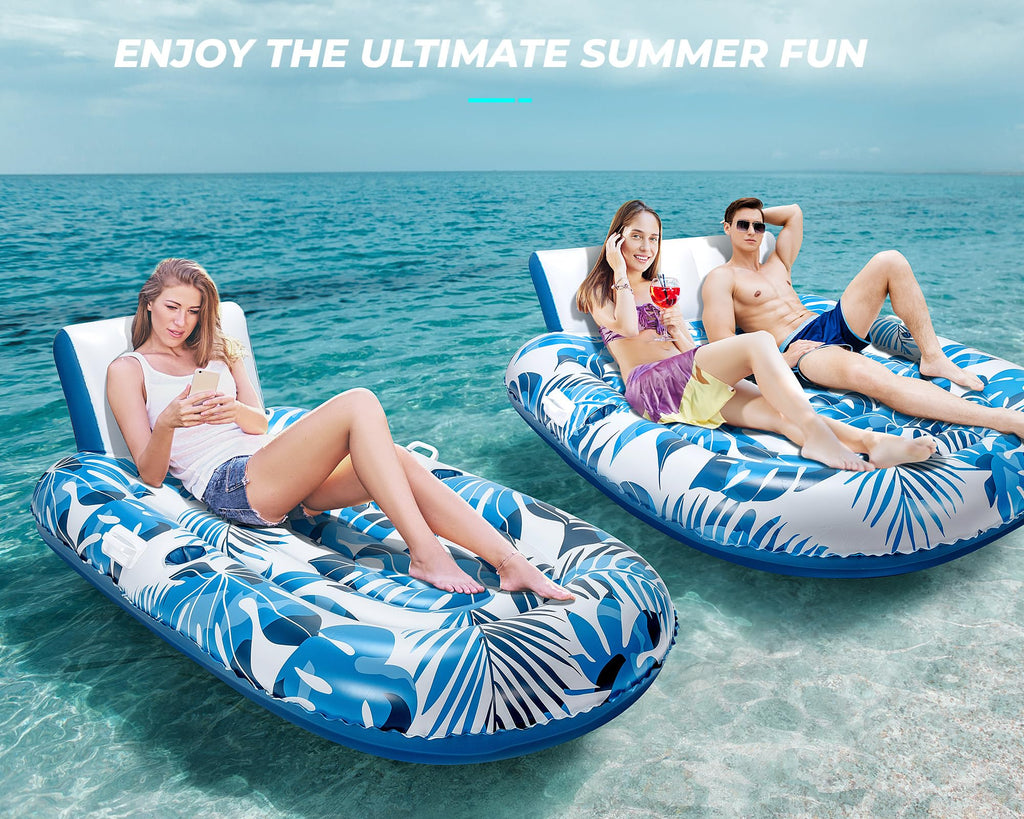 Inflatable Pool Lounger with Cupholder Backrest W45314