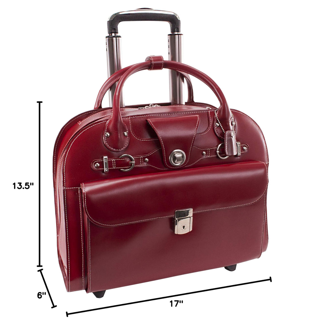 15" Leather Wheeled Laptop Briefcase Bag P403