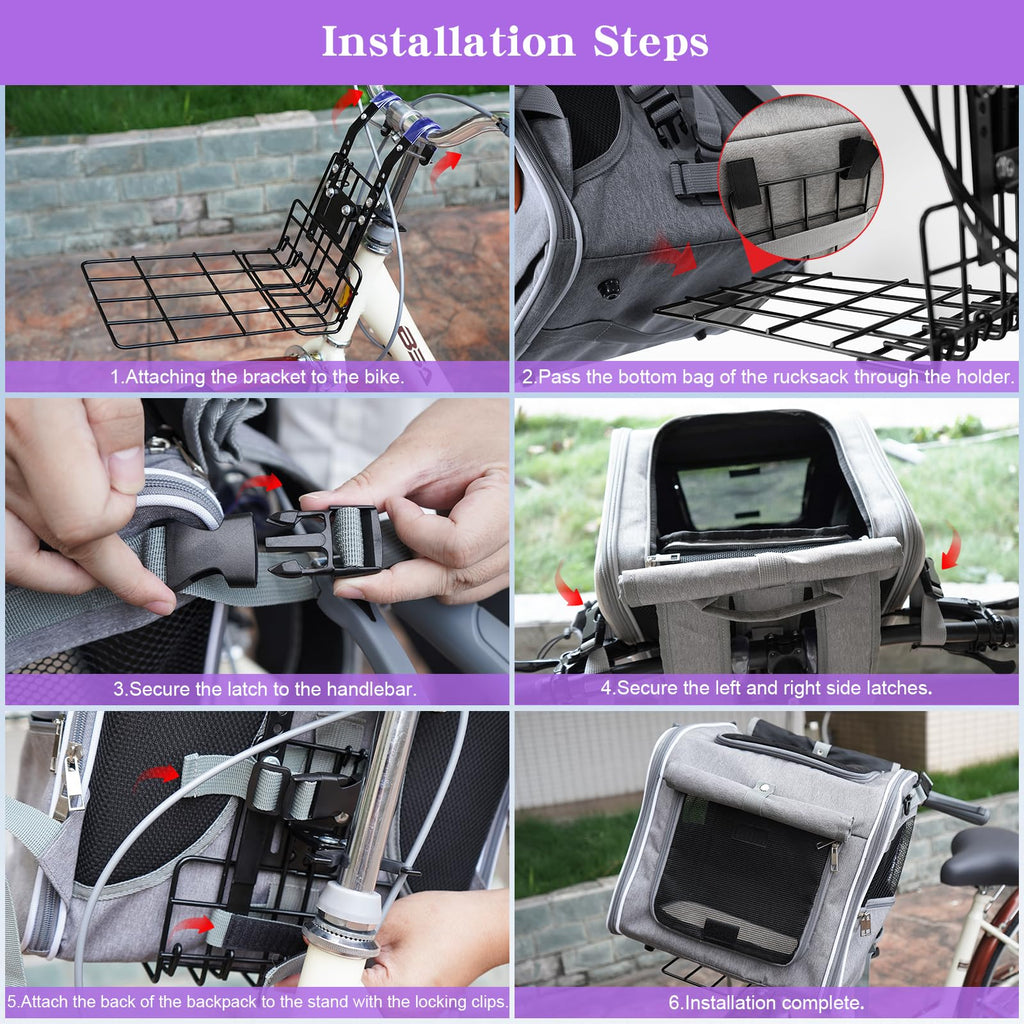 Expandable Dog Bike Basket with Mounting Bracket T844