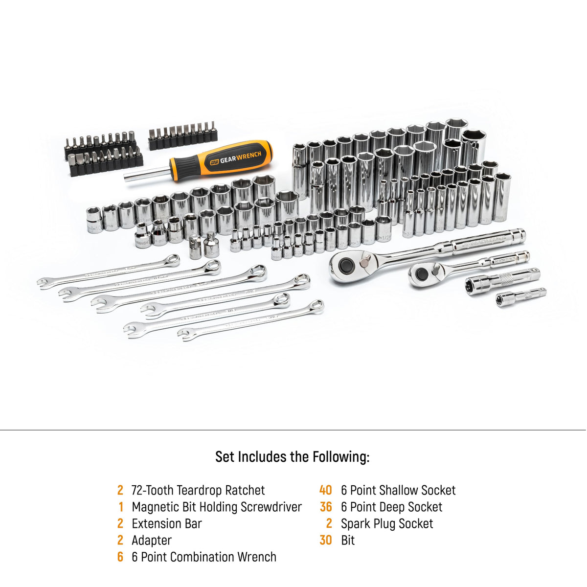 121 Piece SAE/Metric Mechanics Hand Tool Set W30374