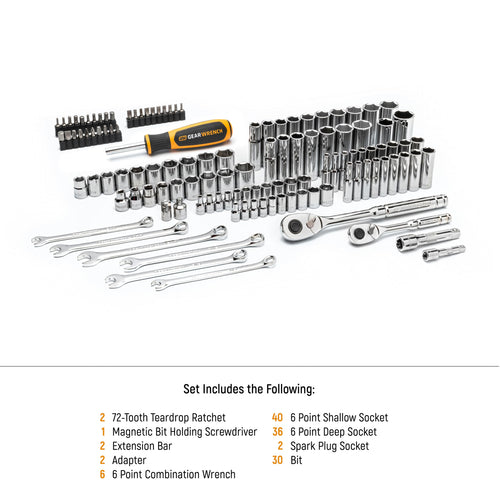 121 Piece SAE/Metric Mechanics Hand Tool Set W30374