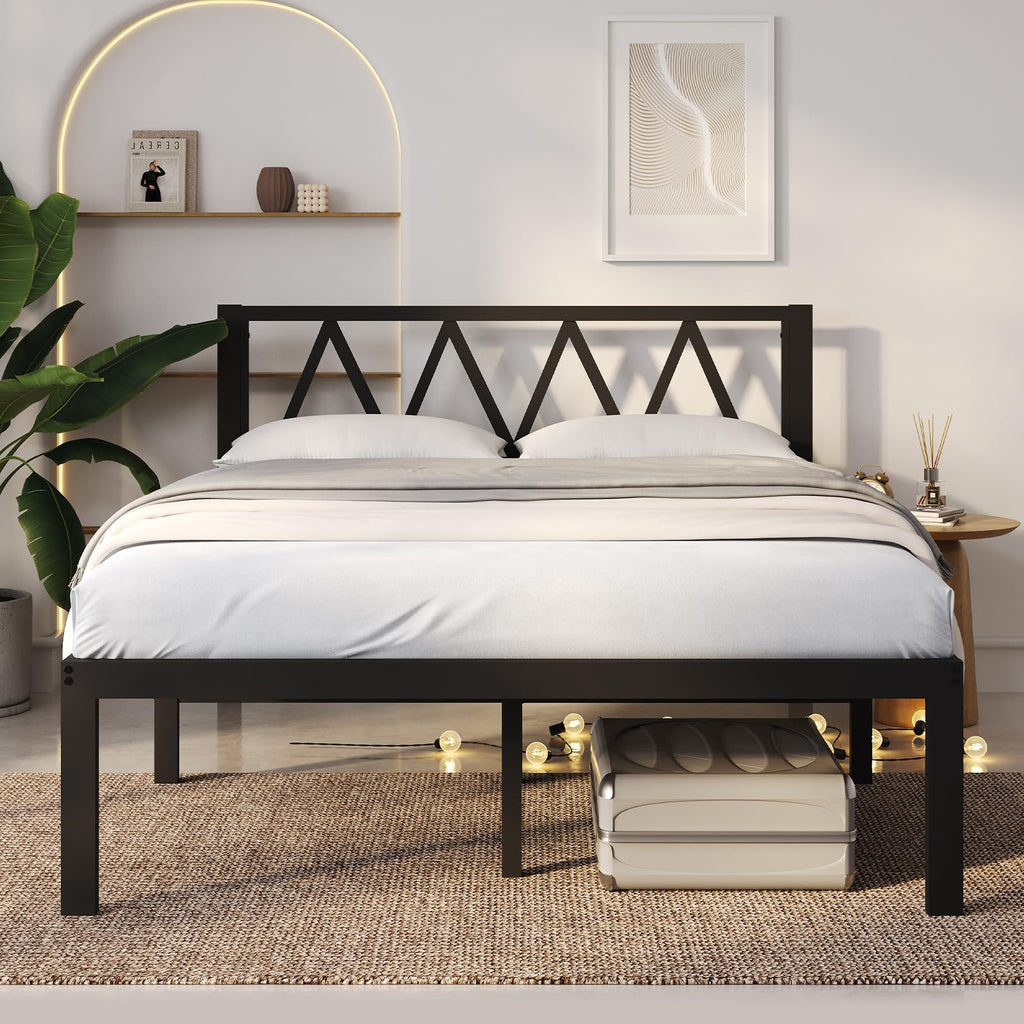 18 Inch Queen Size Metal Platform Bed Frame with Headboard M10903