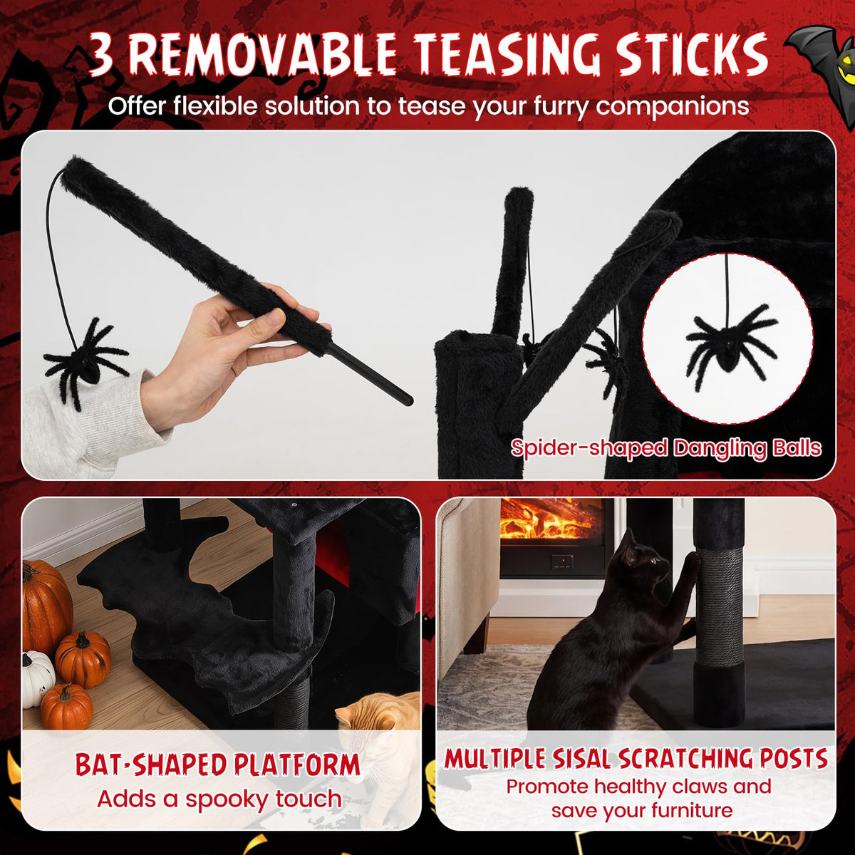 70-inch Multi-Level Black Cat Tree A139382