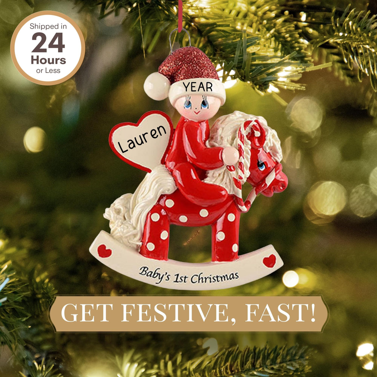 Baby's First Christmas Ornament 2026 Red Horse Z83061