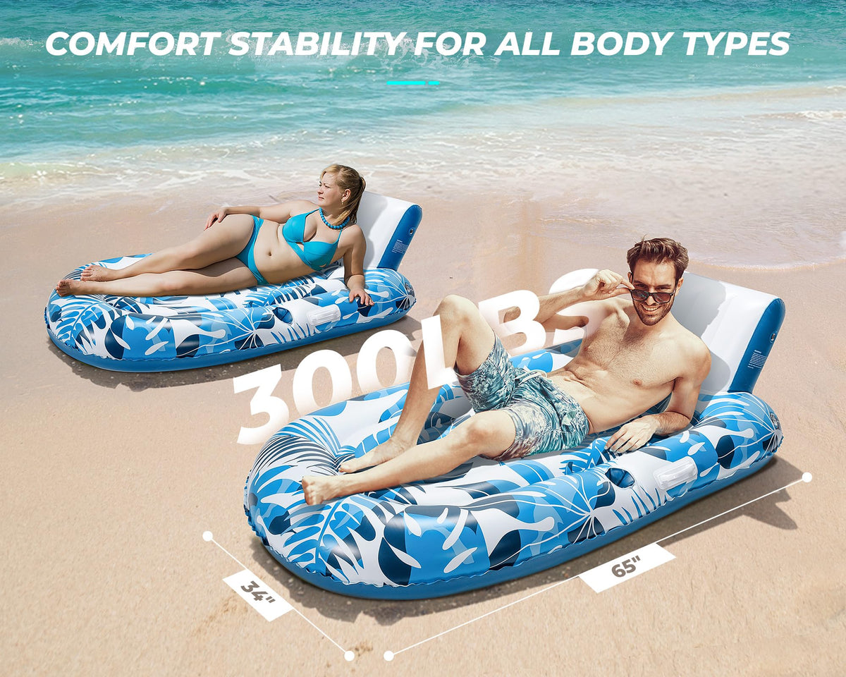 Inflatable Pool Lounger with Cupholder Backrest W45314