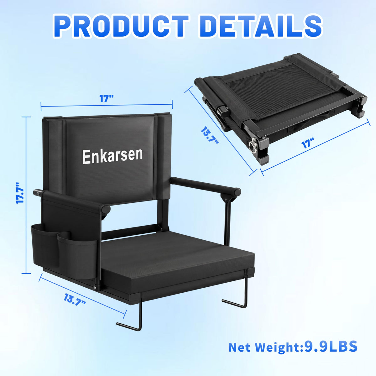 Portable Stadium Seat with Armrests & Cup Holder I7048