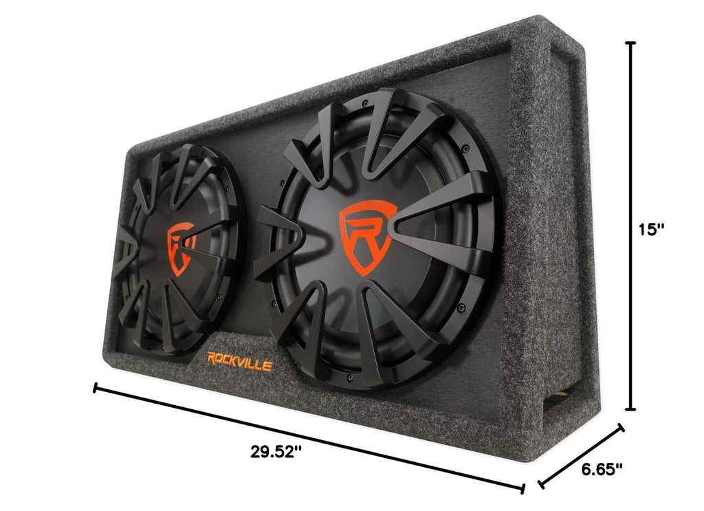 Dual 12" Slim Vented Powered Car Subwoofer Enclosure I39309