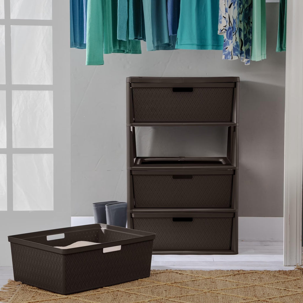 Brown 4 Drawer Plastic Storage Organizer N1374