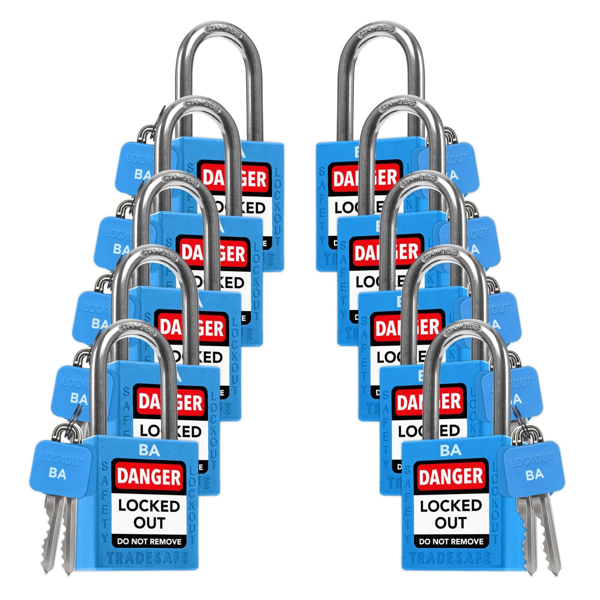 10 Blue Keyed Alike Locks T45589