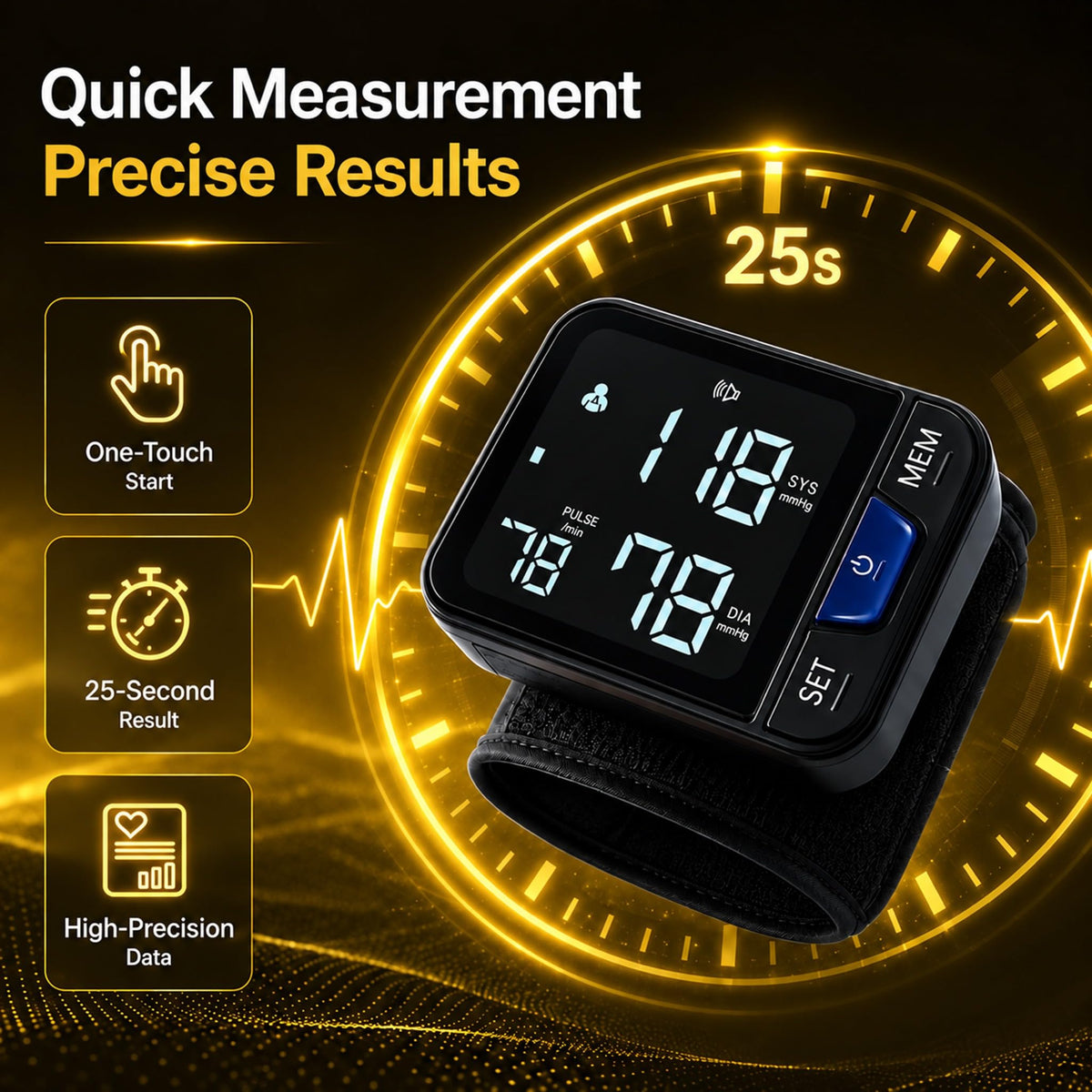 Portable Wrist Blood Pressure Monitor with Large Display E747308