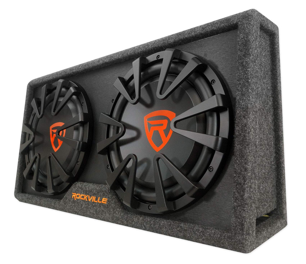 Dual 12" Slim Vented Powered Car Subwoofer Enclosure I39309
