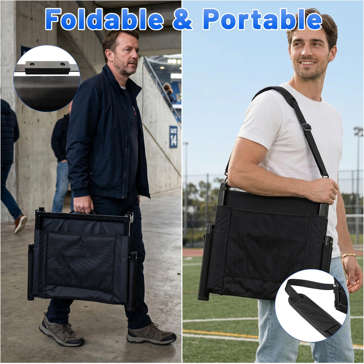 Portable Stadium Seat with Armrests & Cup Holder I7048