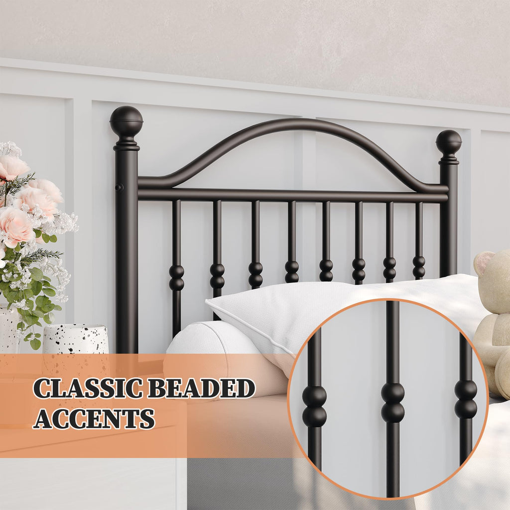 Twin Size Metal Platform Bed Frame with Headboard & Footboard R11429