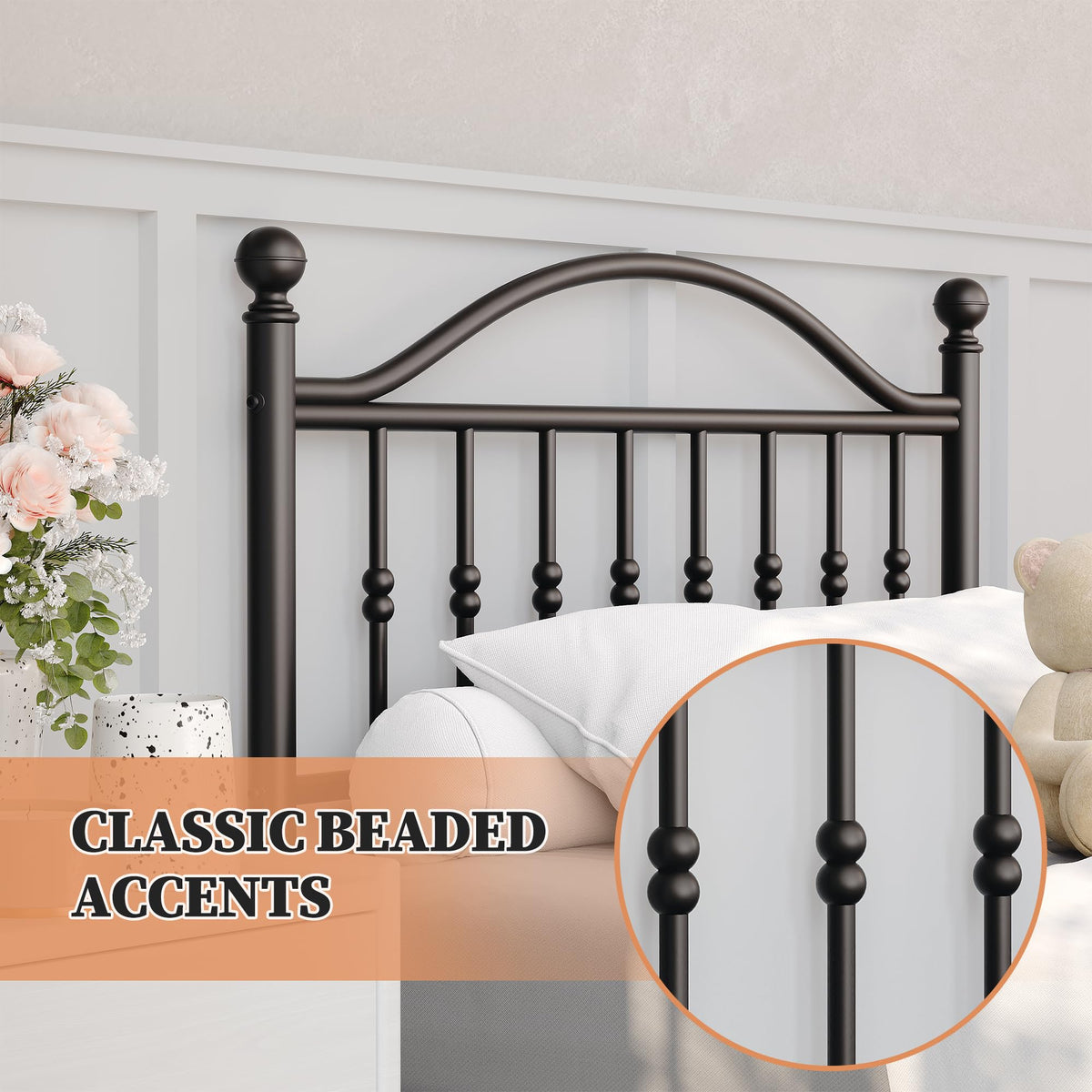 Twin Size Metal Platform Bed Frame with Headboard & Footboard R11429