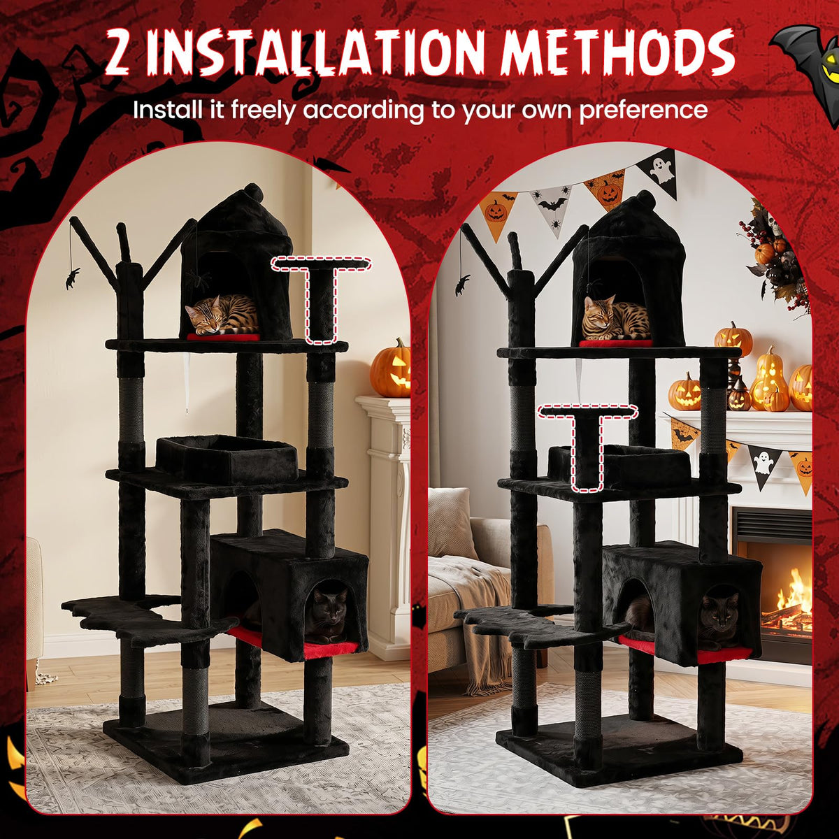 70-inch Multi-Level Black Cat Tree A139382