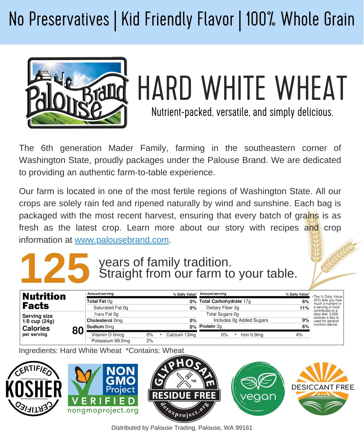 Hard Red Winter and Spring White Wheat Berries 100 LBS A89720