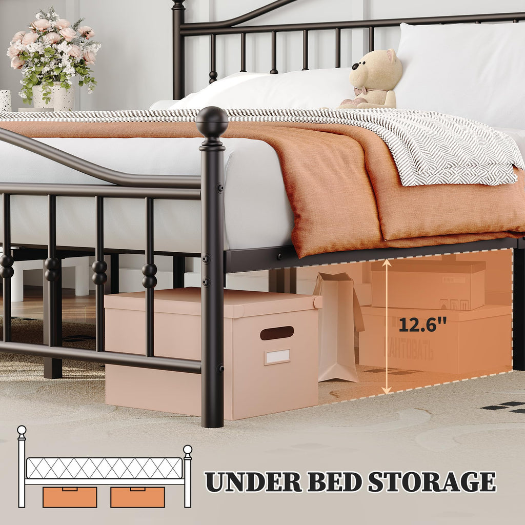 Twin Size Metal Platform Bed Frame with Headboard & Footboard R11429