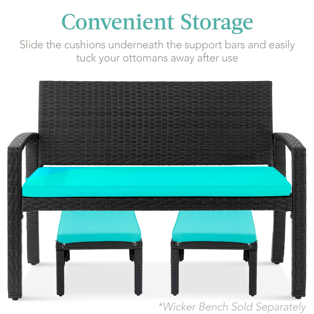 Set of 2 Wicker Ottomans with Removable Cushions R4220